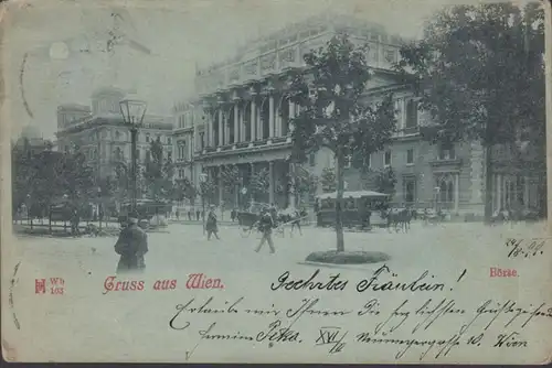 Gruss aus Wien, Börse, Mondschein, gelaufen 1899