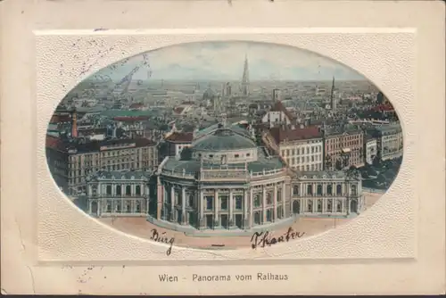 Wien, Panorama vom Rathaus, Passepartout, gelaufen 1920