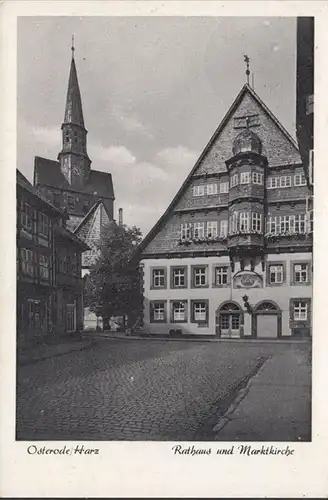 Osterode, Rathaus und Marktkirche, gelaufen 1954