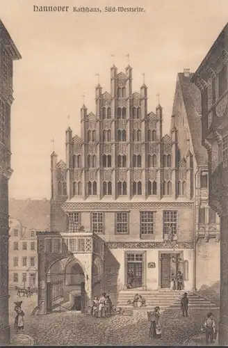 Hannover, Rathaus, Süd Westseite, ungelaufen