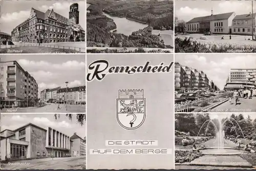 Remscheid, Hôtel de ville, marché, gare, avenue, couru 1960