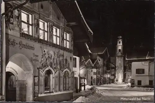 Mittenwald bei Nacht, Konditorei, Bogner Weinstuben, ungelaufen