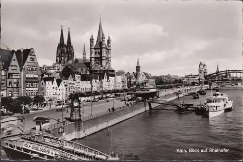 Cologne, vue sur la rive du Rhin, couru en 1956