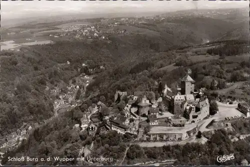 Schloss Burg an der Wupper, Fliegeraufnahme, ungelaufen