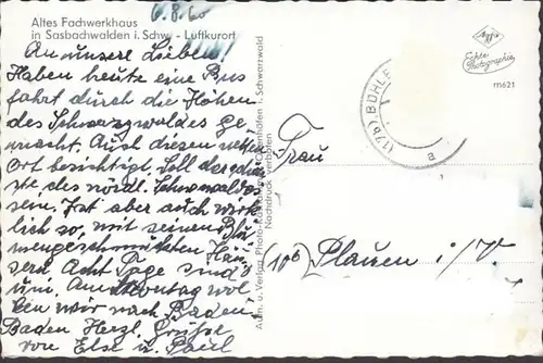 Sasbachwalden, Altes Fachwerkhaus, gelaufen 1960