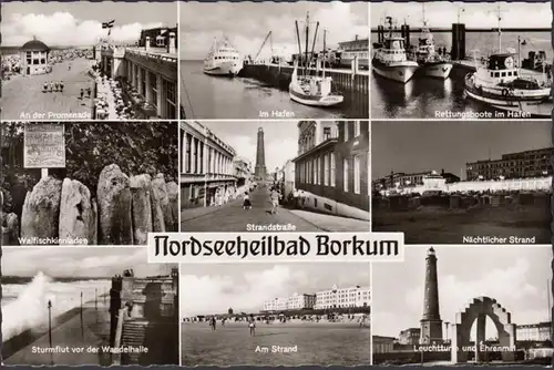 Borkum, promenade, tempête, port, canots de sauvetage, non-roulé