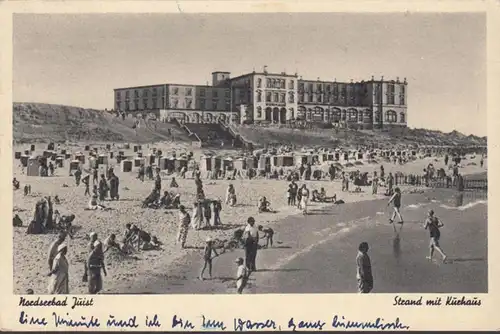 Juist, plage avec Kurhaus, couru 1950