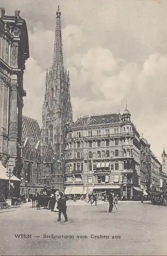 Wien, Stefansturm vom Graben aus, ungelaufen