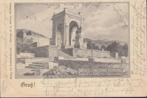Edenkoben, Sieges Friedens Denkmal, gelaufen 1902