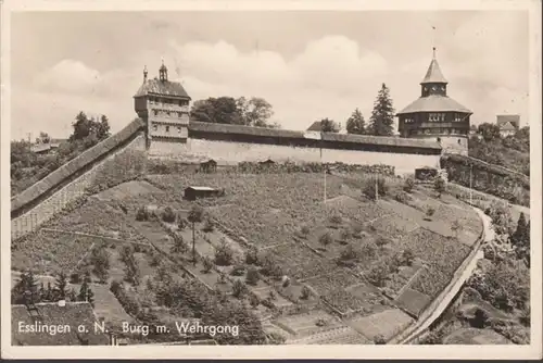 Esslingen, Burg mit Wehrgang, gelaufen 1954