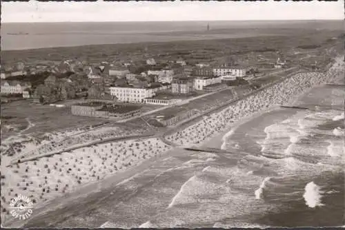 AK Wangerooge, Fliegeraufnahme, Stadtansicht, gelaufen 1958