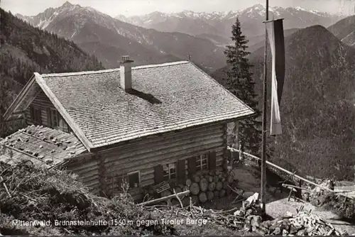 Mittenwald, Brunnsteinhütte gegen Tiroler Berge, ungelaufen