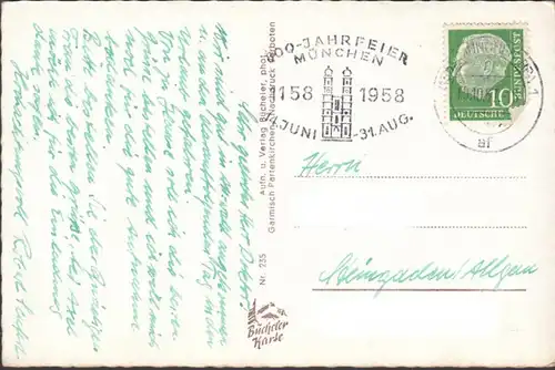 Mittenwald, Hotel Post, gelaufen 1957