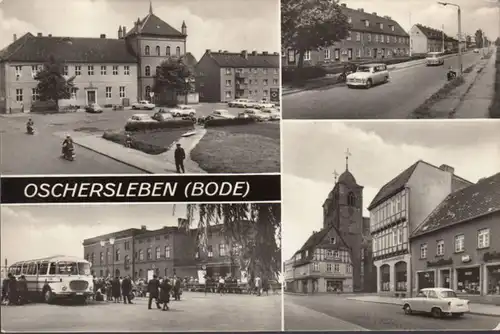Oschersleben, Busbahnhof, Hôtel de ville, Halberstadt Strasse, couru 1974
