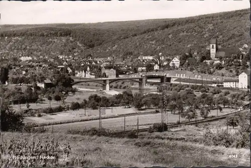 Plochingen, Stadtansicht, Brücke, gelaufen 1959
