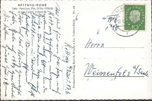 Kettwig, Ruhr View, Rheinwerke, Vol, volée 1960