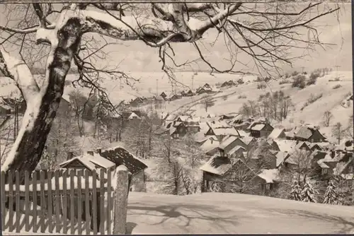 Schmiedefeld am Rennsteig, Stadtansicht im Winter, gelaufen 1971