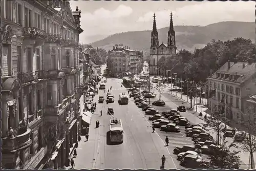 Baden Baden, Augustaplatz, Strassenbahnen, gelaufen 195?