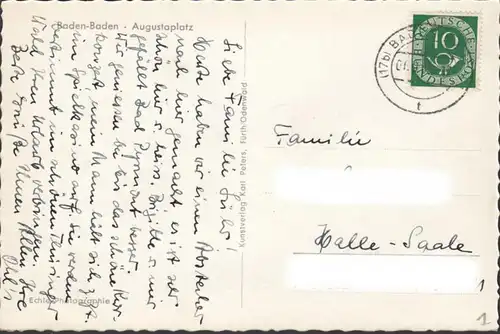 Baden Baden, Augustaplatz, Strassenbahnen, gelaufen 195?
