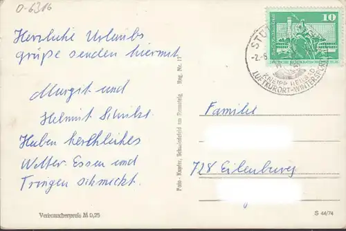 Stützerbach, Kurort- und Kneippbad, gelaufen 1975