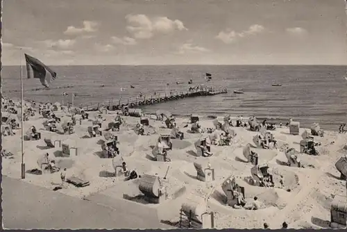 Dahme, Ostseebad, Strand mit Seebrücke, ungelaufen