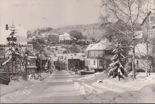 Bad Berleburg, Strassenansicht im Winter, gelaufen 1965