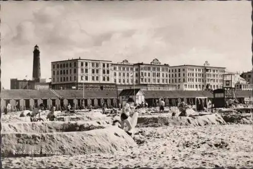 AK Borkum, Strand, Strandhotel, gelaufen 1960