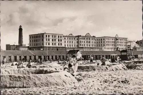 Borkum, plage, hôtel de plage en 1960