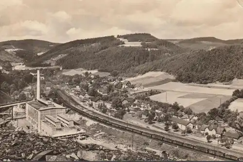 Unterloquitz, Stadtansicht, Fabrik, Zug, gelaufen 1969