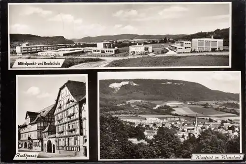 Wanfried, Mittelpunkt- und Realschule, Rathaus, Stadtansicht, gelaufen 1973
