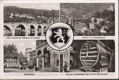 Heidelberg, Vieux pont, Schlosshof, Heitelburger Fass, couru en 1954