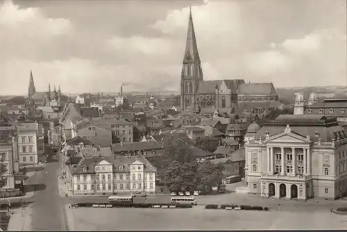 Schwerin, vue du château sur la vieille ville, incurvée