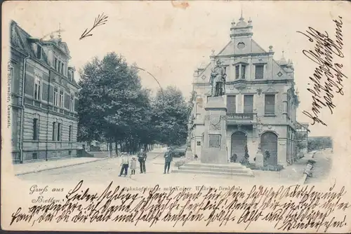 Bretten, Bahnhofstrasse, Kaiser Wilhelm Denkmal, gelaufen 1900