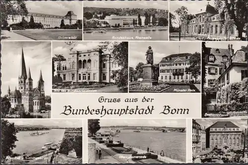 Bonn, Bundeshauptstadt, Mehrbild, gelaufen 1958