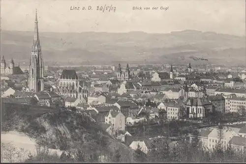 Linz a.d. Donau, Blick von der Gugl, gelaufen 1907