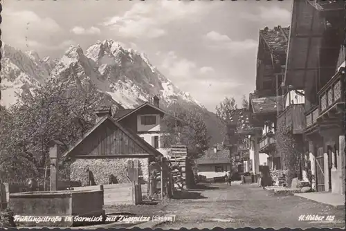 Garmisch, route de printemps avec Zugspitze, couru 1955