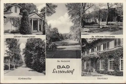 Bad Sassendorf, Kurhaus, Birkenallee, Trinkbrunnen, gelaufen 1957