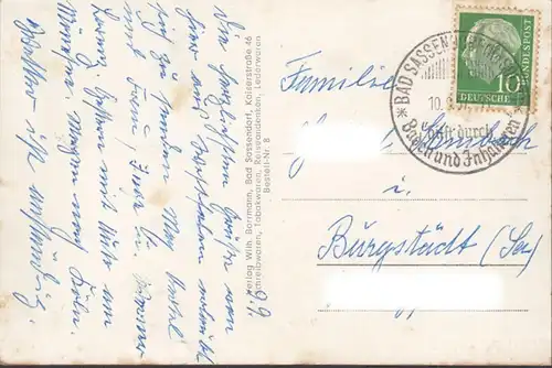 Bad Sassendorf, Kurhaus, Birkenallee, Trinkbrunnen, gelaufen 1957