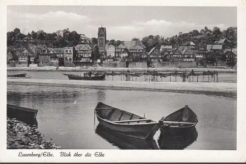 Lauenburg, Blick über die Elbe, gelaufen 1957
