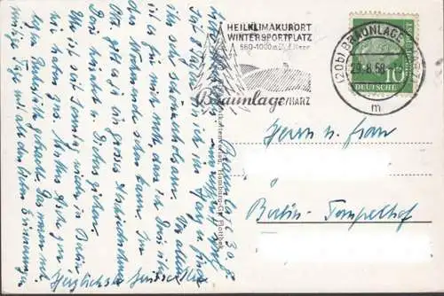 Braunlage, Der Hüttenberg mit Wurmberg, gelaufen 1958