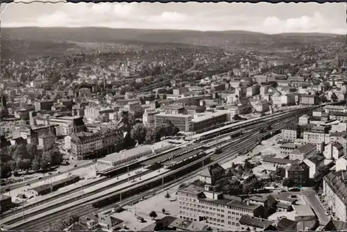 Pforzheim, Vue de la ville, Gare, Photo aérienne, Aéroport, Courant 1960