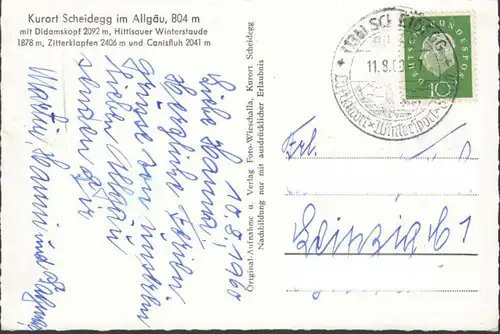Scheidegg mit Didamskopf, Zitterklapfen, Canisfluh, gelaufen 1960