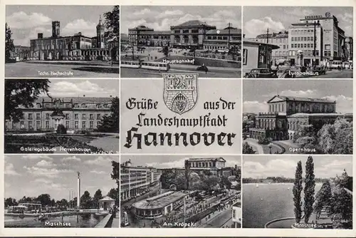 Hannover, Hochschule, Herrenhaus, Europahaus, gelaufen 1955