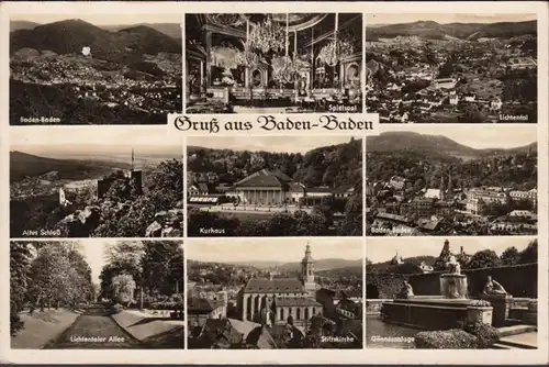 Baden-Baden, Kurhaus, Lichtentaler Allee, Gönneranlage, gelaufen 1954
