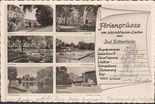 Bad Rothenfelde, Badehaus, Kurpark, Schwimmbad, Saline, gelaufen 1955