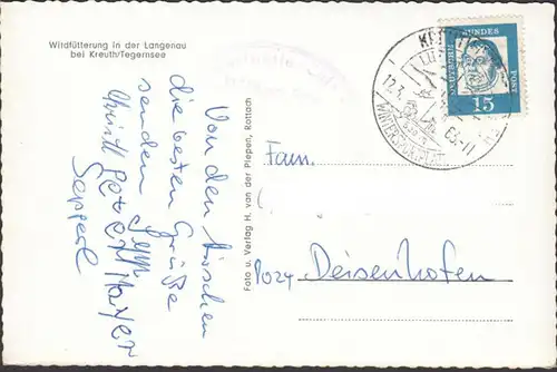 Langenau, Wildfütterung, gelaufen 1963