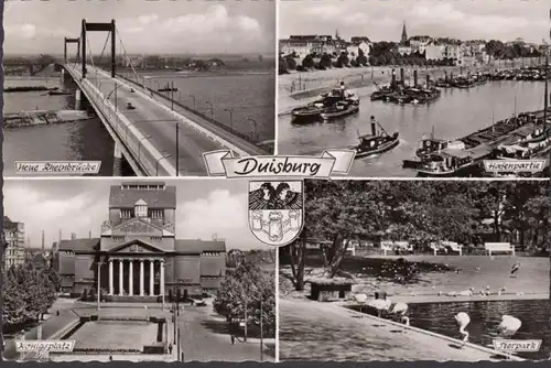 Duisburg, Rheinbrücke, Hafen, Schlepper, Tierpark, gelaufen 1961