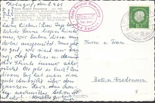 Bad Sachsa, Ravensberg, Fliegeraufnahme, gelaufen 1961
