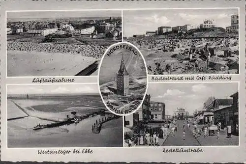 Wangerooge, Zedeliusstrasse, Westanleger, Strand, Fliegeraufnahme, gelaufen 1957