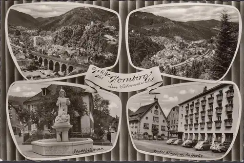 Hornberg, Stadtbrunnen, Hotel Bären und Rathaus, ungelaufen